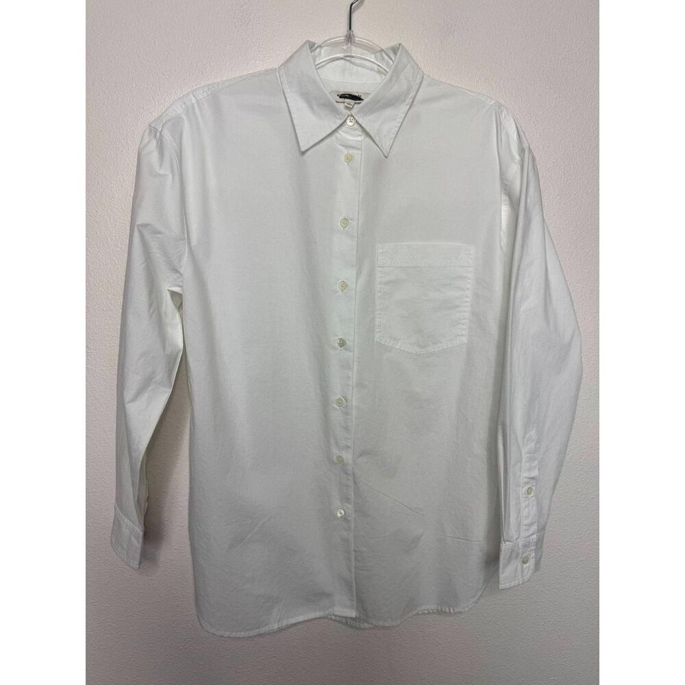 Madewell Small Easy Shirt White Cotton Poplin Button Front Relaxed Pocket NWT - Picture 2 of 8